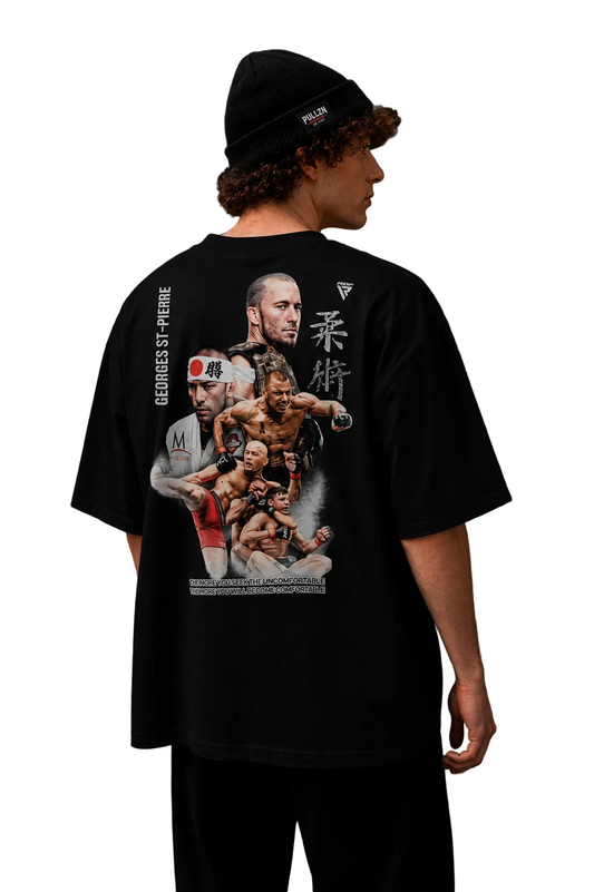 PULLZN Fight Collection Oversized Heavyweight Tee – Georges St-Pierre (French Navy, Black & White)