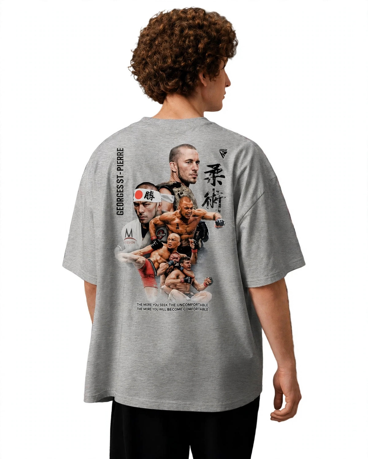 PULLZN Fight Collection Oversized Heavyweight Tee – Georges St-Pierre (Heather Grey & White)