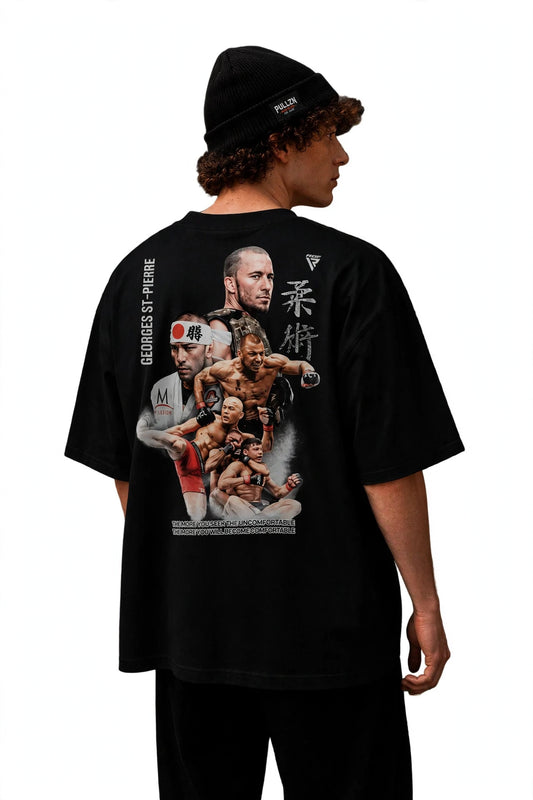 PULLZN Fight Collection Oversized Heavyweight Tee – Georges St-Pierre (French Navy, Black & White)